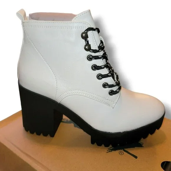 Seven7 Flatiron Off-White Ankle Boot Platform Lace-up Womans Size 9 JJ3342 - Picture 3 of 11